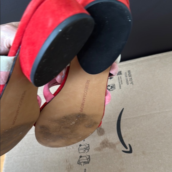 Rebecca Minkoff Red and Pink Sandals with Suede Straps - Picture 6 of 10